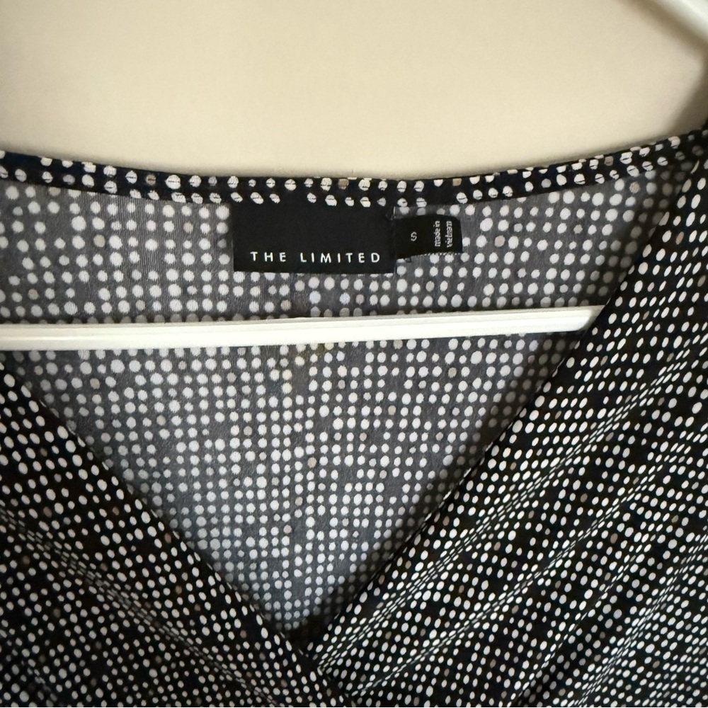 Y2K Black and White Square Print Crossover Short Sleeve Blouse The Limited Sz S - Picture 4 of 6